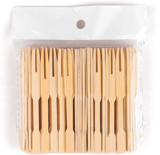 Fruitvorken in Bambù - 200 Stuks - Vorken in Legno - Cocktailvorken - Mini Prick per Cibo - 9 cm - Progettato per la Sicurezza