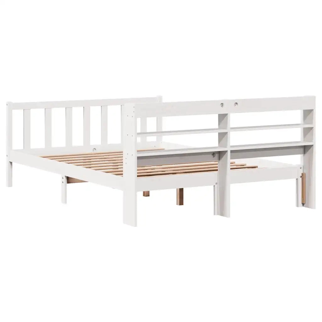 Letto senza Materasso-Struttura Letto Bianco 140x190 cm Legno Massello di Pino 129695