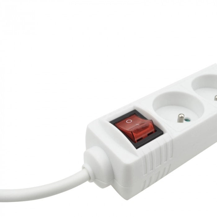 Multipresa 5 prese 3 m con interruttore bianca Ecolight