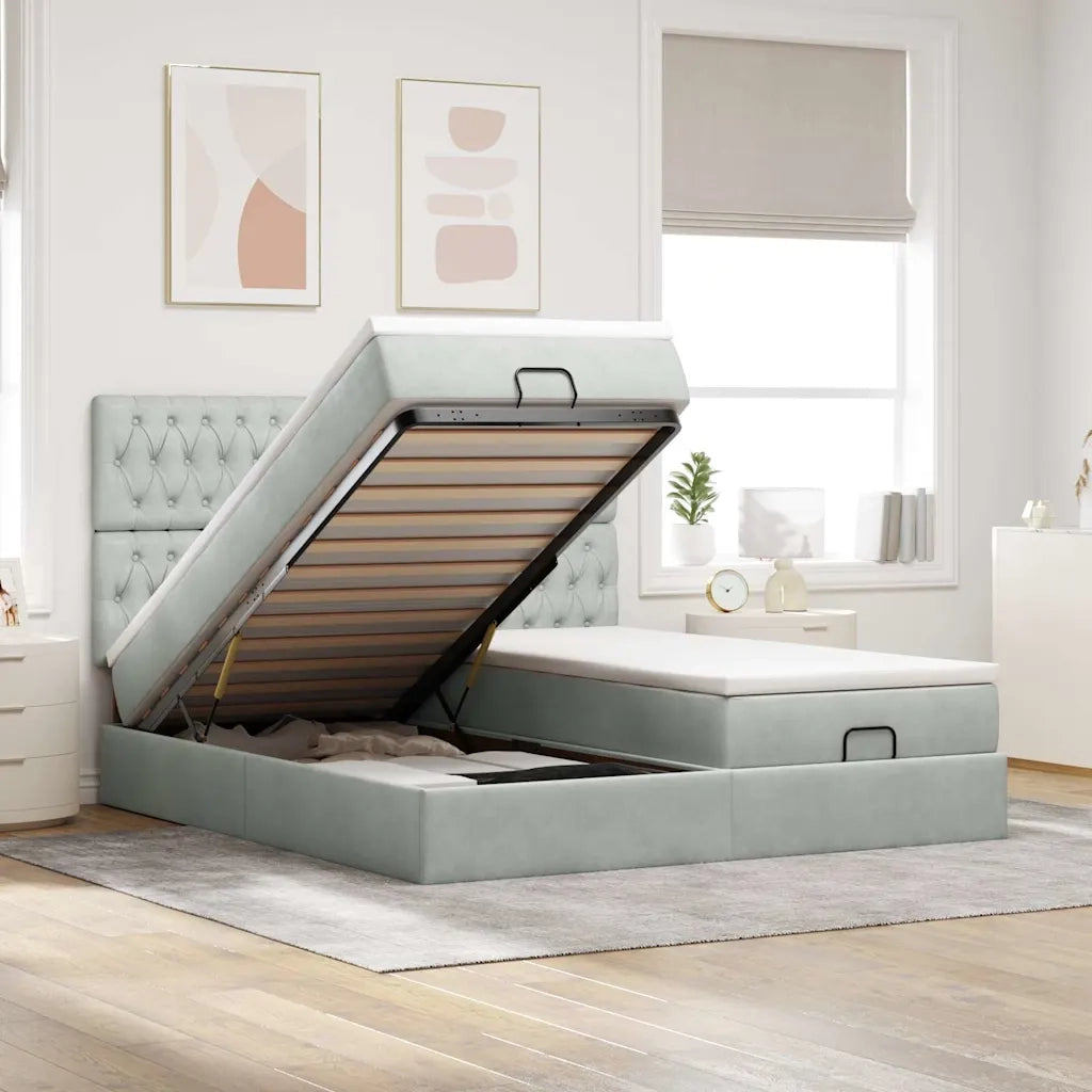 Struttura Letto Pouf con Materassi 180x200 cm Velluto 3314639