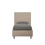 BS COM Letto singolo senza rete imbottito 90x190 similpelle tortora