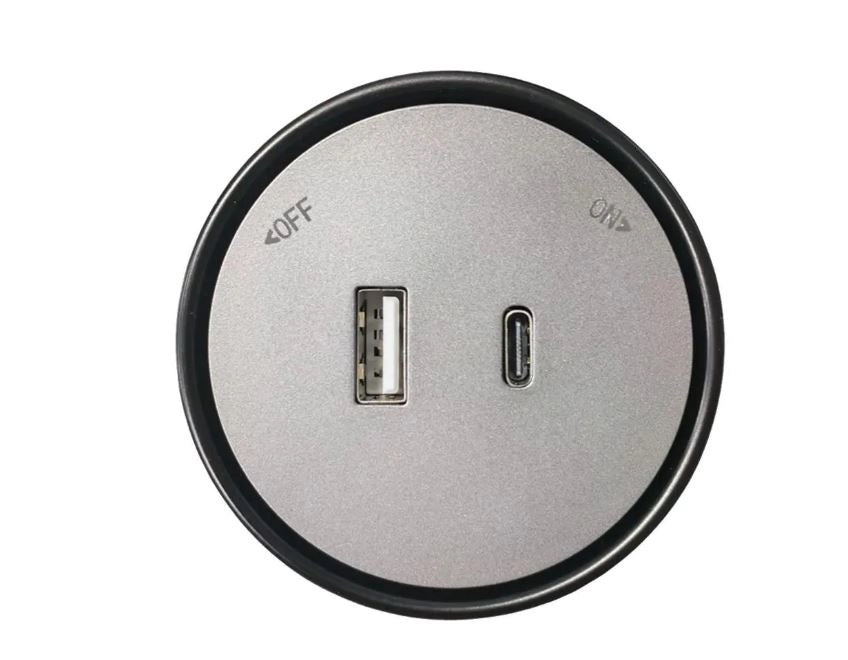 Presa Usb A + Usb C Plug&Play Grigia per Binario Elettirficato