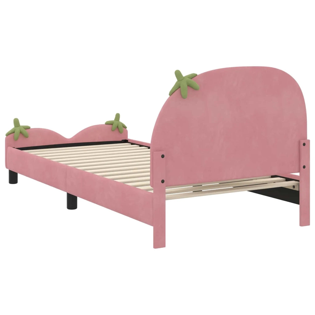 Struttura letto bambini con testata Rosa 90 x 190 cm Velluto