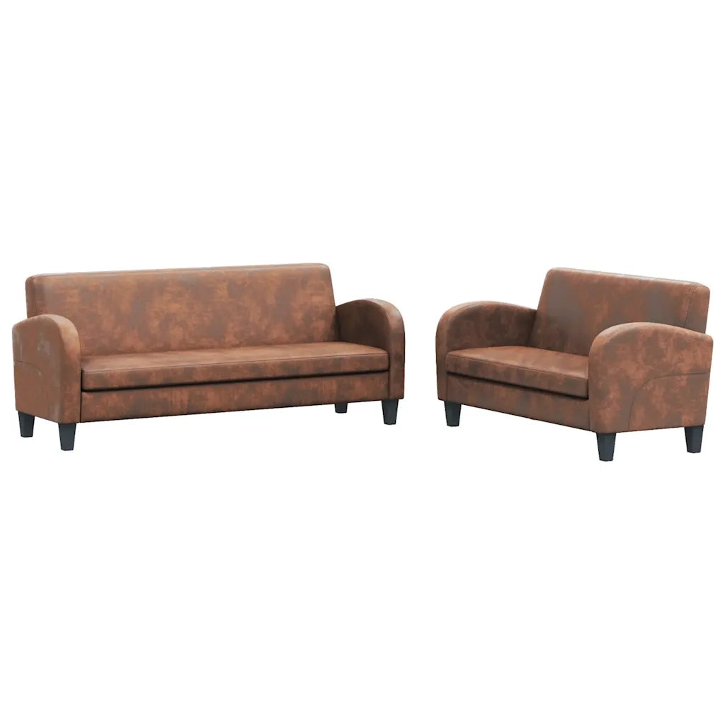 Set Divani 2 pz in Camoscio Artificiale Marrone 275226
