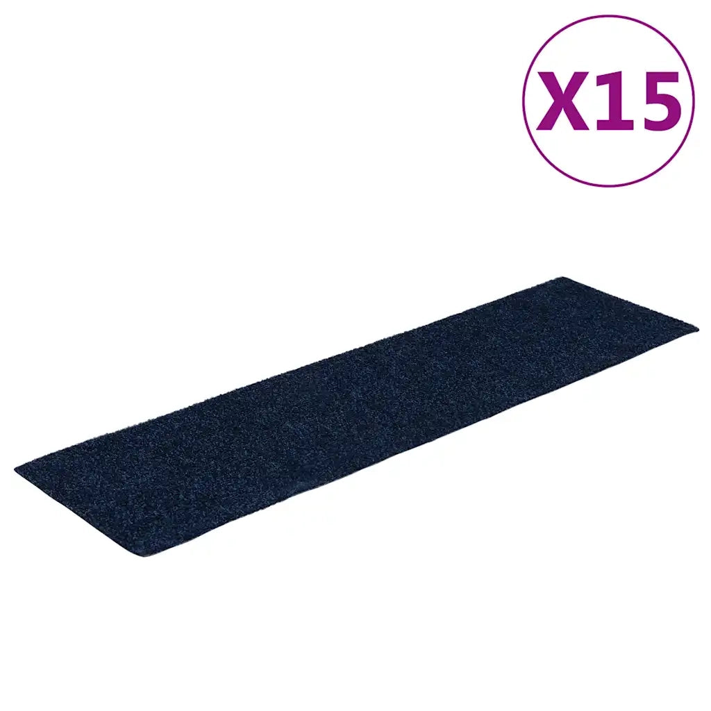 Tappetini per scale autoadesivi 15 pz | Gradini per Scale 76x20 cm blu navy rettangolari