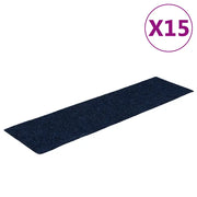 Tappetini per scale autoadesivi 15 pz | Gradini per Scale 76x20 cm blu navy rettangolari
