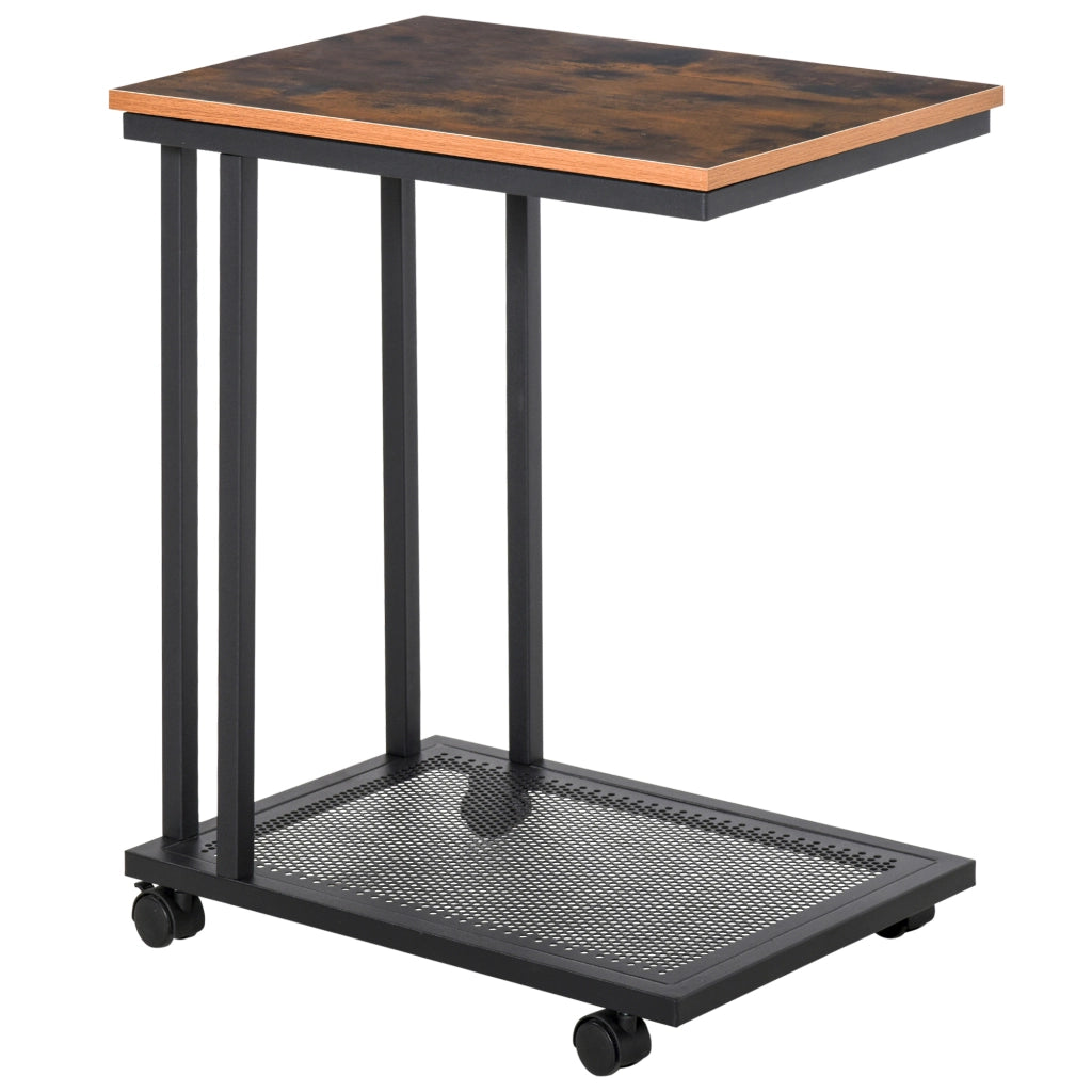 Tavolino da caff¨¨ con ruote ¨C Minimal ¨C Legno e metallo 51x36x65 cm