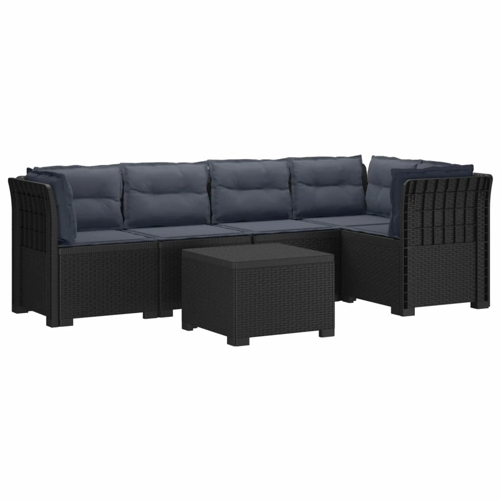 Divano da Giardino 5 Posti con Cuscini Stile Rattan PP 3444089