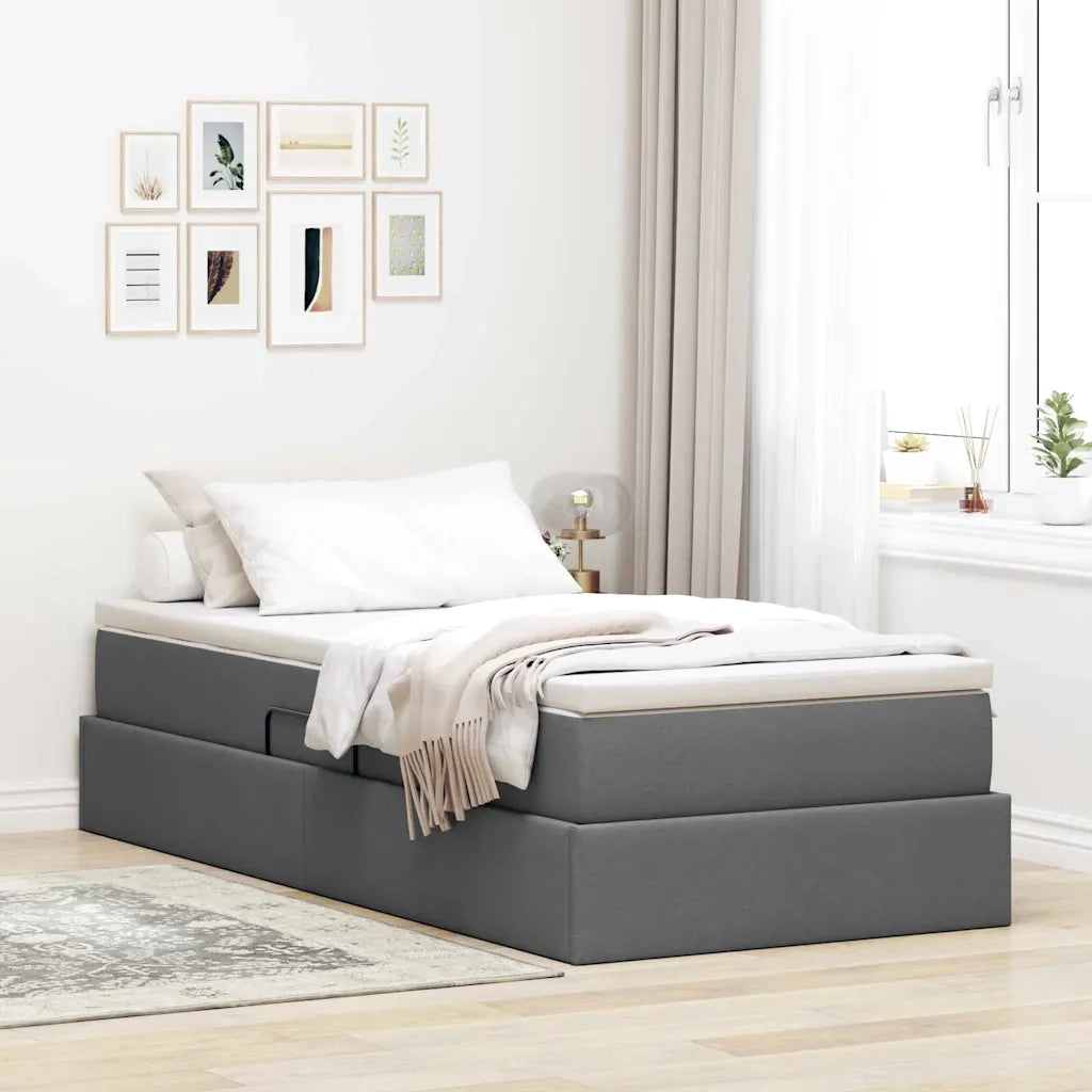 Letto con contenitore e materasso Grigio scuro 90 x 200 cm 3370201