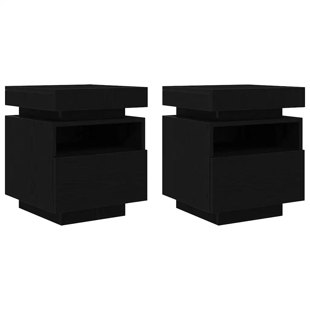 Armadio da Notte 2 pcs Rovere Nero 40 x 39 x 48,5 cm 862187