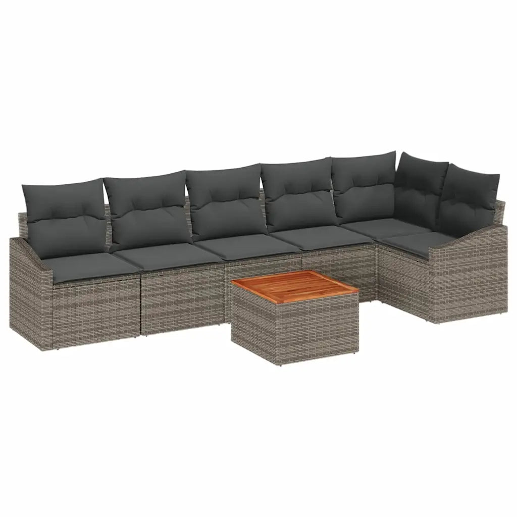 Set Divano da Giardino con cuscino 7 pcs Grigio polyrattan
