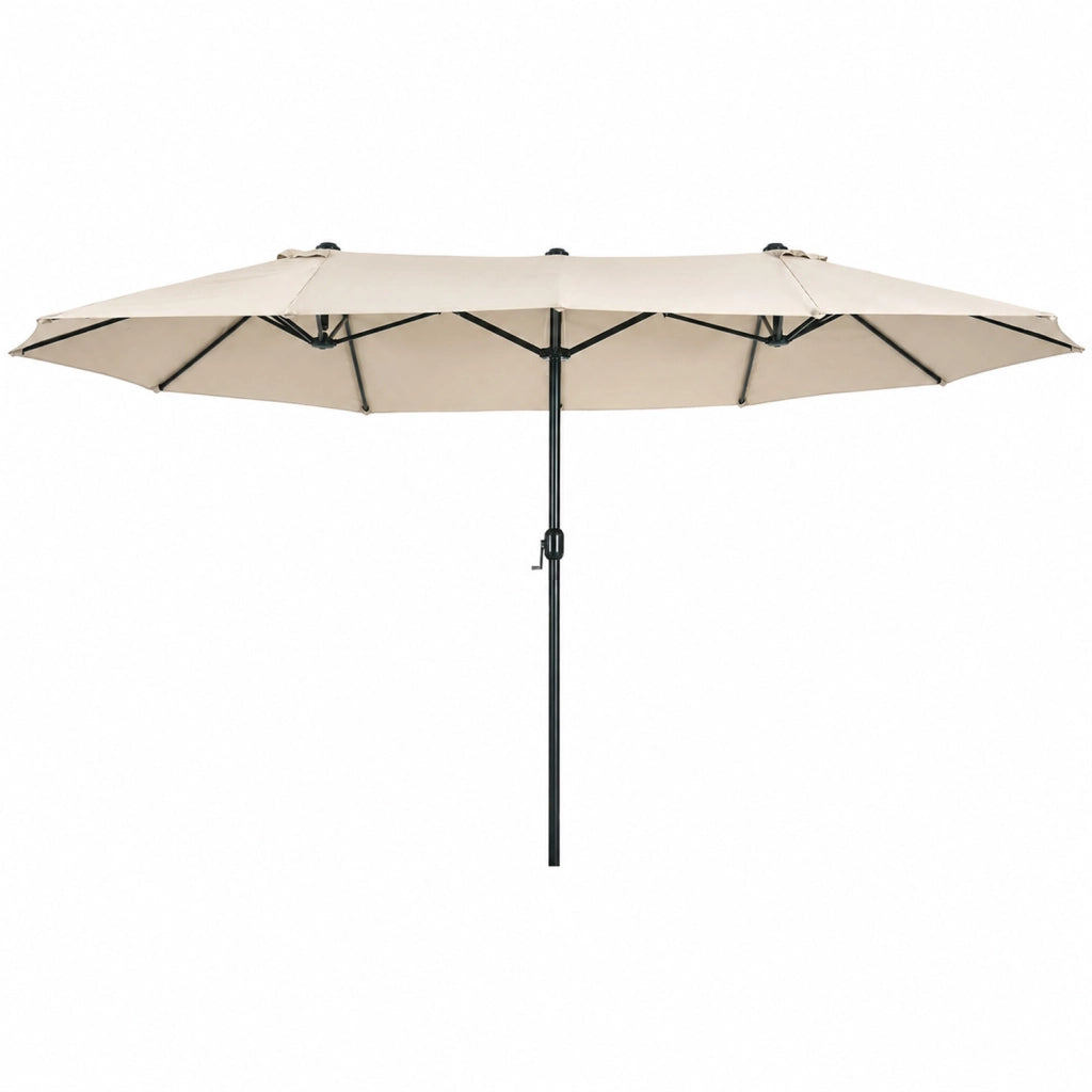 Parasole Ombrellone Doppio Rettangolare Per Giardino Piscina E Terrazzo Copertura Ombra Extra Large Schermatura Solare Per Aree Relax Cortile Veranda E Spazi Esterni 4.6 x 2.4 M Beige