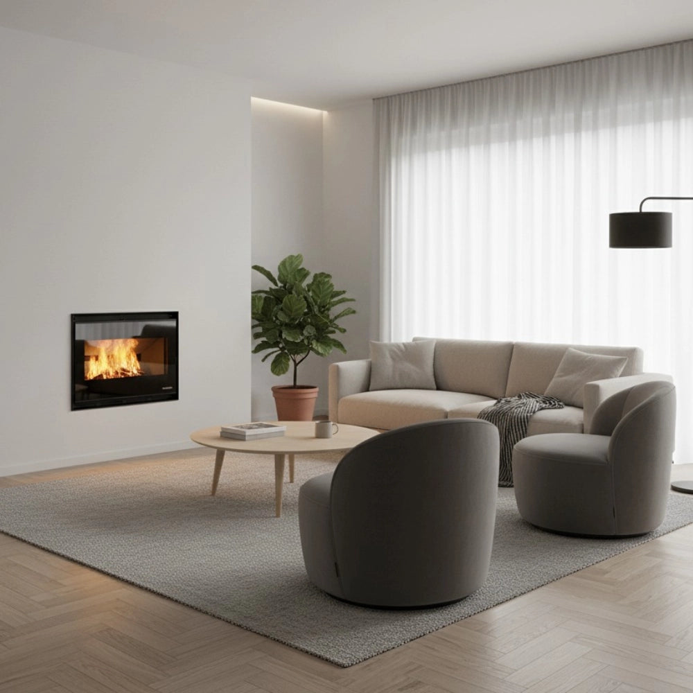 Caminetto a legna inserimento convezione naturale focolare thermofix base ghisa *** misure gtm80, confezione 1
