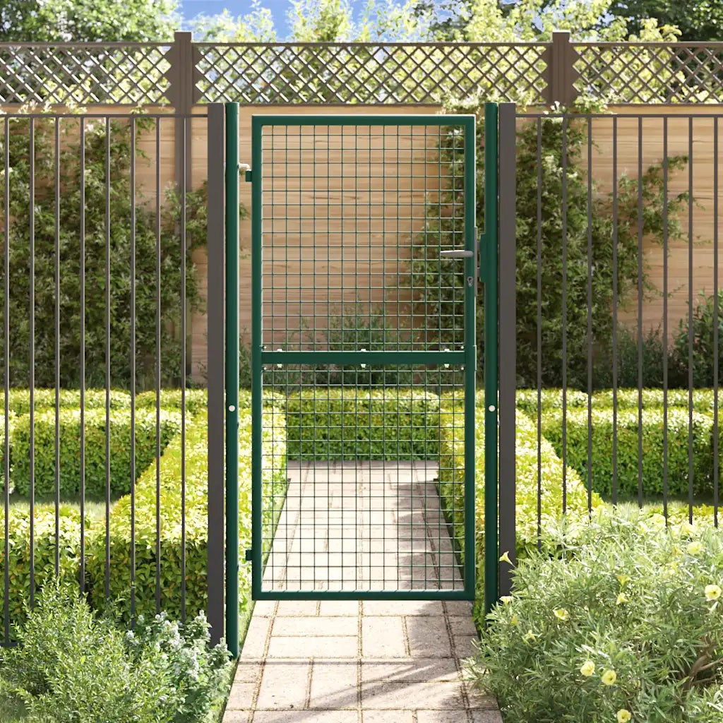 Cancello per Recinzione in Acciaio 100x175 cm Verde cod mxl 52648