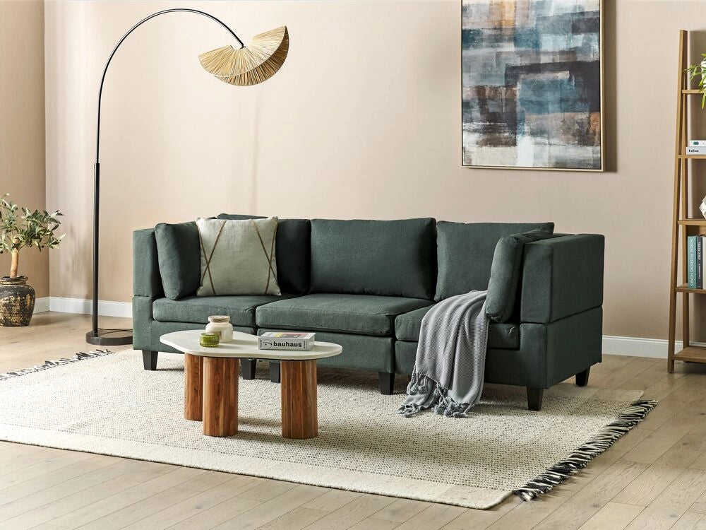 Divano Componibile Rivestito In Tessuto Verde Scuro 3 Posti stile moderno