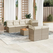Set Divano da Giardino 8 pz con Cuscini Beige in Polyrattan