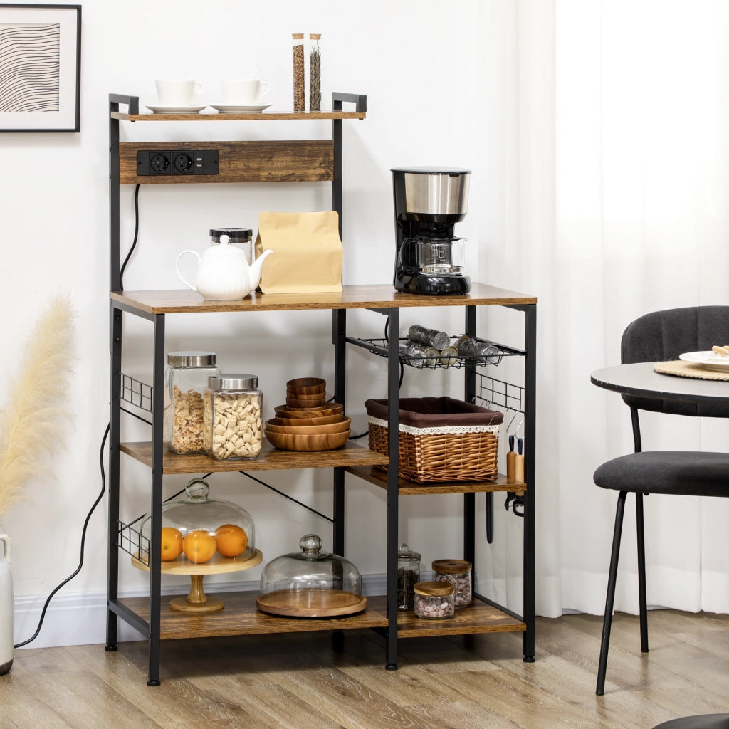 Tavolo da cucina con ripiani ¨C Minimal ¨C 90x42x130cm marrone stile industriale