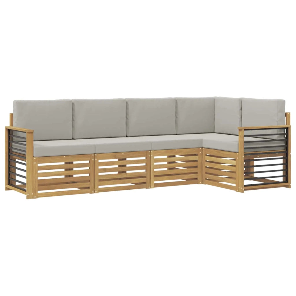 Set di divani da esterno 5 pcs Bianco e Grigio Chiaro 3391846