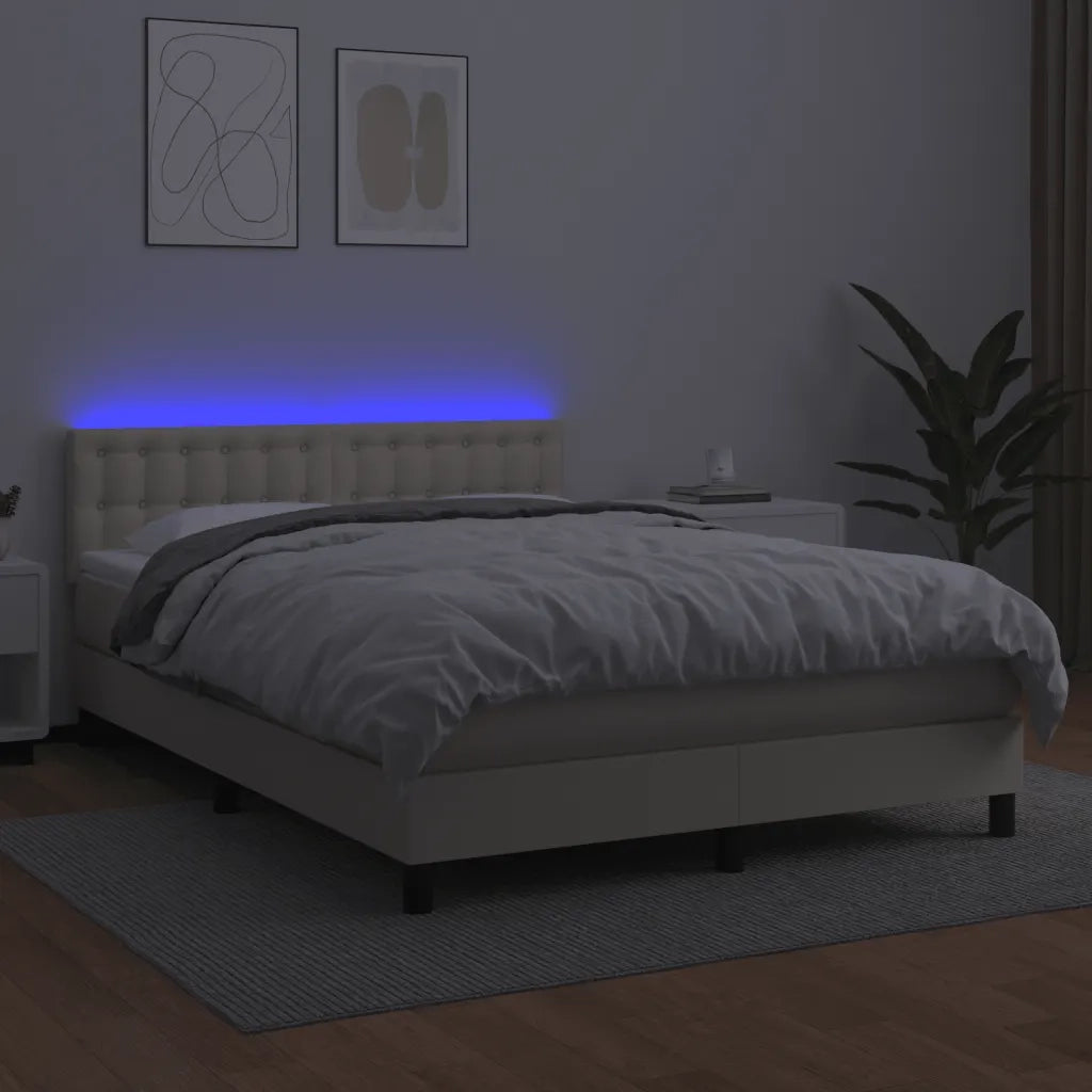 Giroletto a Molle con Materasso e LED Crema 140x200 cm 3134227