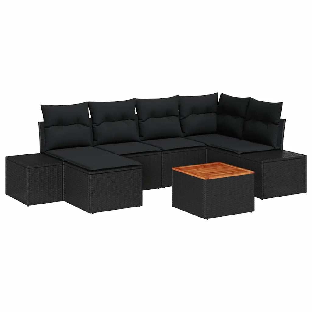 Set Divano da Giardino 7 pcs Nero