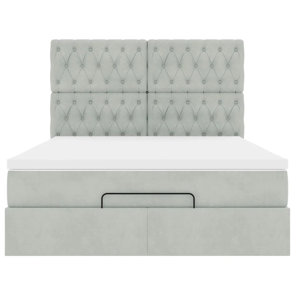 Struttura Letto Pouf con Materassi 140x200 cm in Velluto 3313547