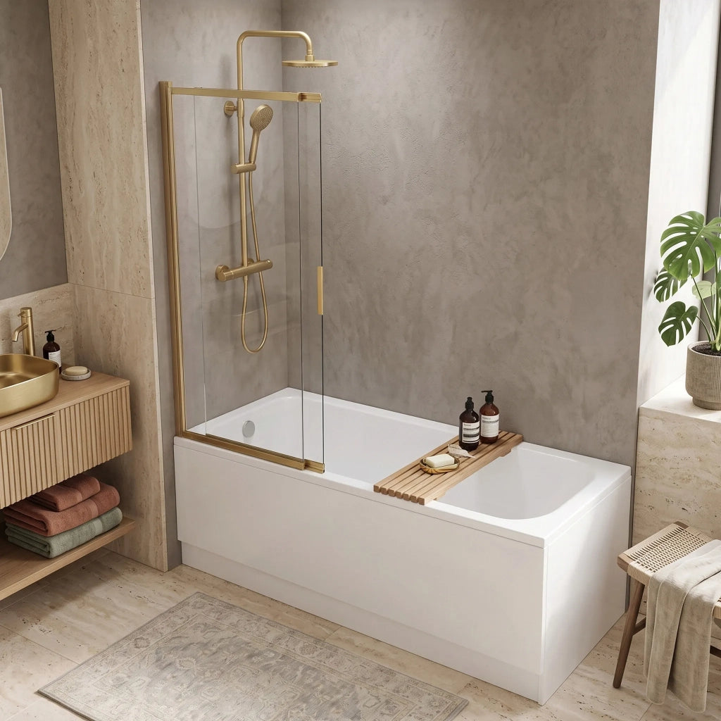 Paravento Vasca Scorrevole Rea Dario Brush Gold 80