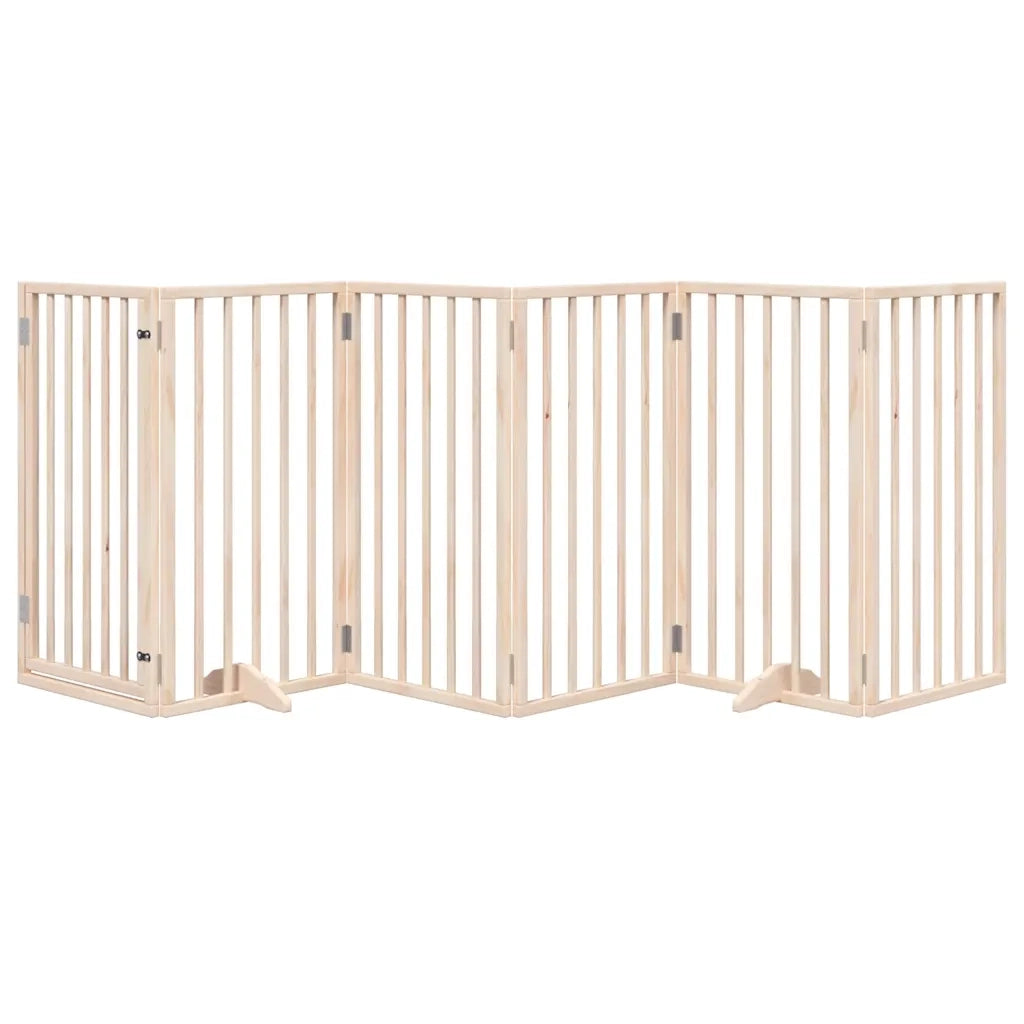 Cancelletto per cani con porta pieghevole 6 pannelli 300 cm in legno di pioppo 352175
