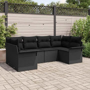 Set Divano da Giardino con cuscino 6 pcs Nero polyrattan 3345503