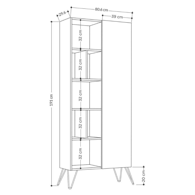 Libreria Jedda tortora con anta 80,6x191