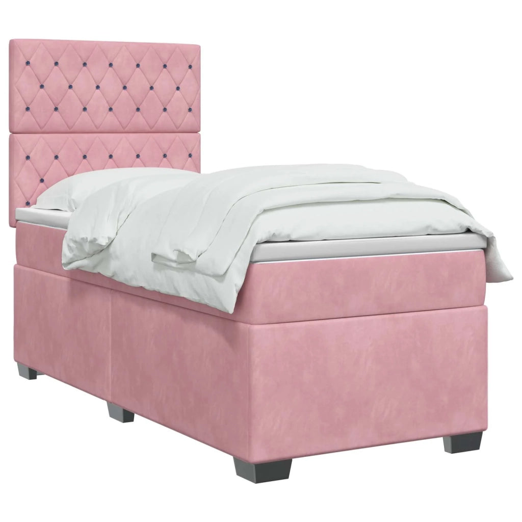 Letto box spring con materasso Rosa 90 x 190 cm Velluto 3453547