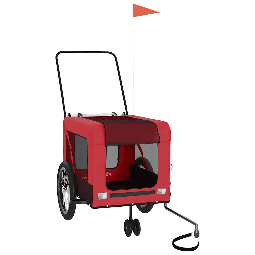 Rimorchio da Bici per Animali Rosso e Nero Oxford e Ferro CFW6418646