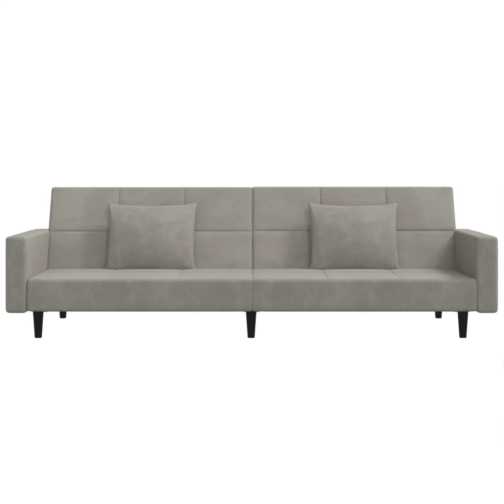 Divano letto | Sof¨¤ letto | Letto singolo a 2 Posti con 2 Cuscini Grigio Chiaro in Velluto
