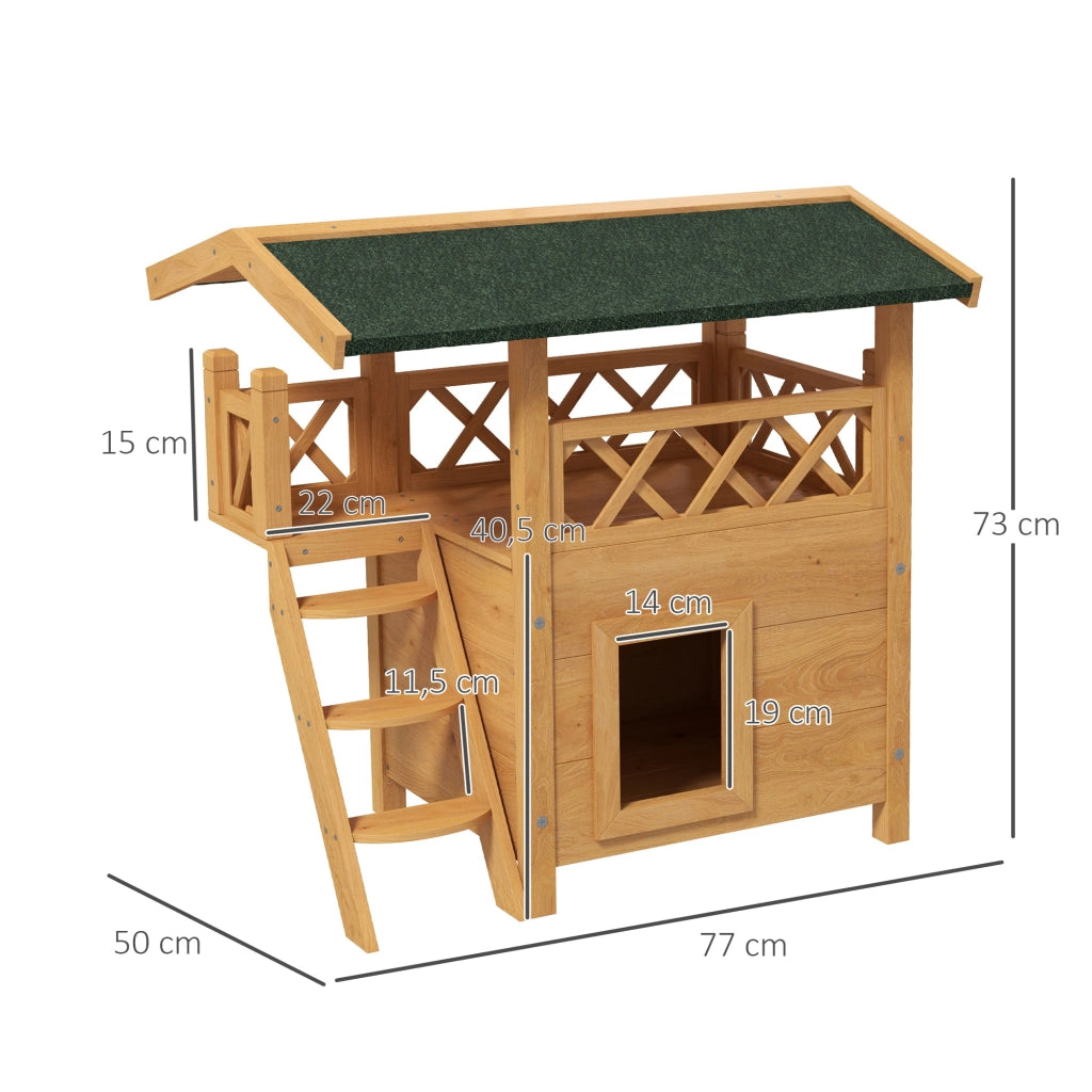 Casetta per Gatti a 2 Livelli ¨C Minimal ¨C Naturale e Verde