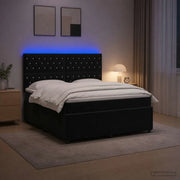 Letto Box Spring LED con Materasso Nero 180 x 200 cm Velluto 3456115