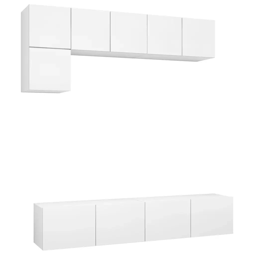 Set di Mobili Porta TV 5 pz Bianco in Legno Multistrato 3078693