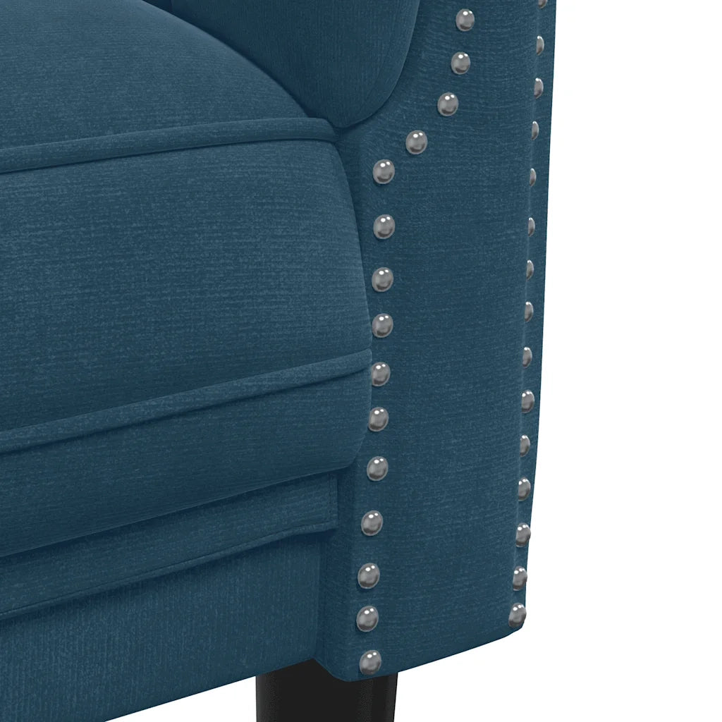 Divano a 3 Posti-Sofa 3 Posti Blu in Velluto
