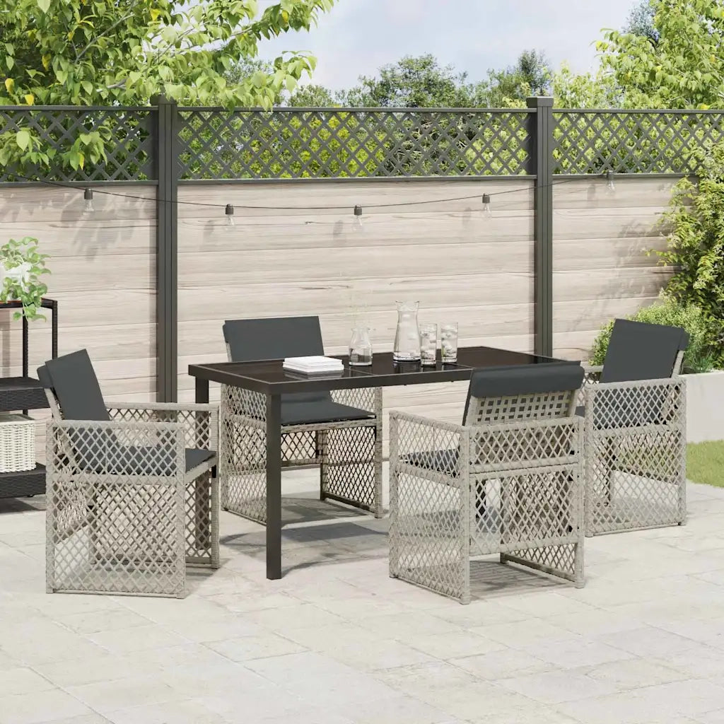 Set da Pranzo per Giardino 5 pcs Grigio chiaro polyrattan