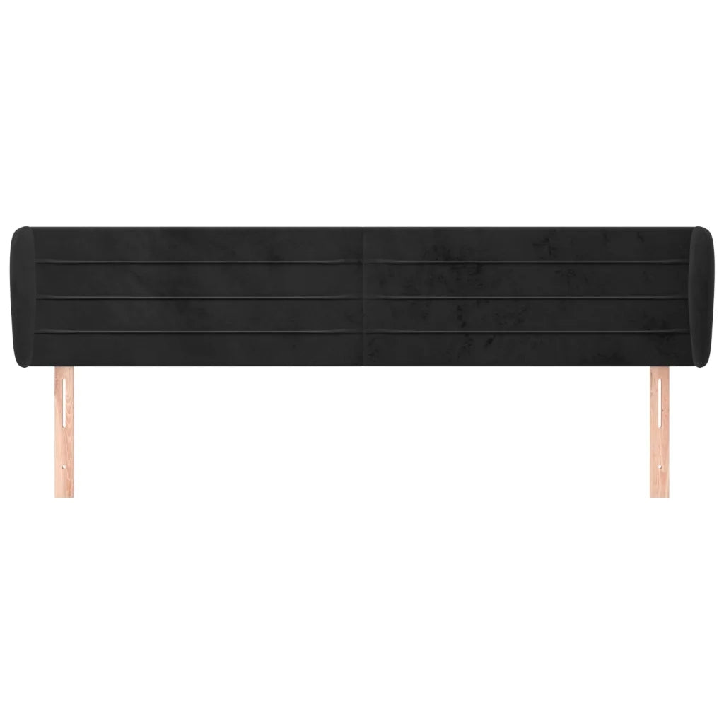 Testiera ad Orecchio Nera 203x23x78/88 cm in Velluto 3117352