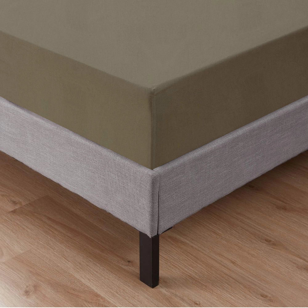 Lenzuolo Sotto Con Angoli Elastici 100% Puro Cotone  Tortora - Singolo