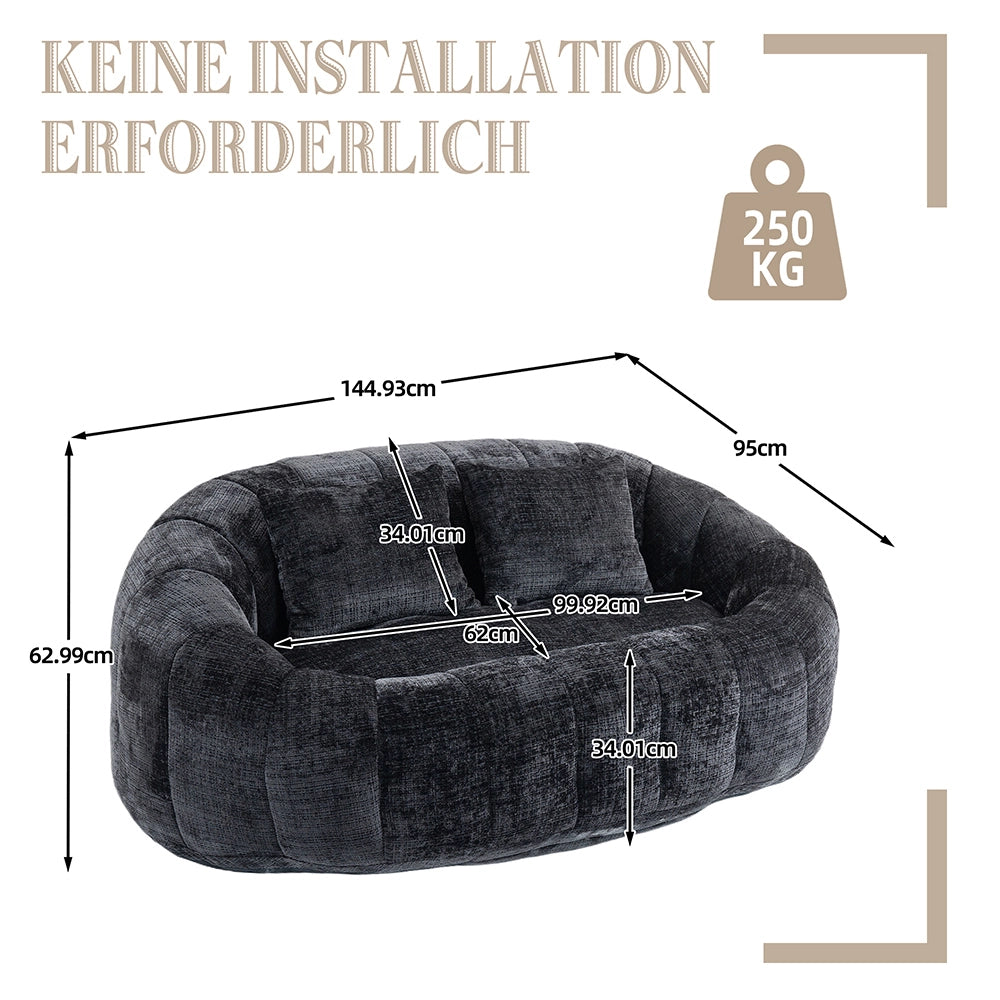 Pouf - Xylo - Chenile nero interno/esterno