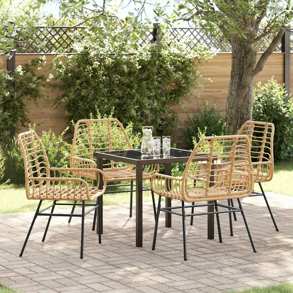 Set da Pranzo per Giardino 5 pcs Marrone polyrattan