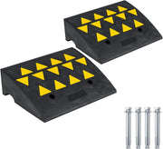 Rampa Auto 2 Pezzi, Max 15 Ton, Rampa di Carico per Garage, Marciapiede e Soglia, Pedana in Gomma con Strisce Riflettenti per Moto e Camper, Resistente, Antiscivolo (49 x 37 x 16 cm)