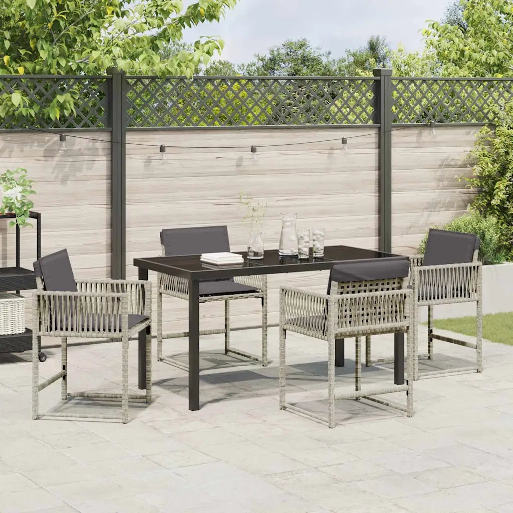 Set da Pranzo per Giardino 5 pcs Grigio chiaro polyrattan