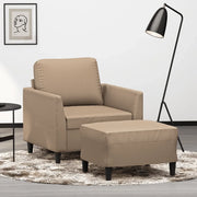 Poltrona con Poggiapiedi Cappuccino 60 cm in Similpelle
