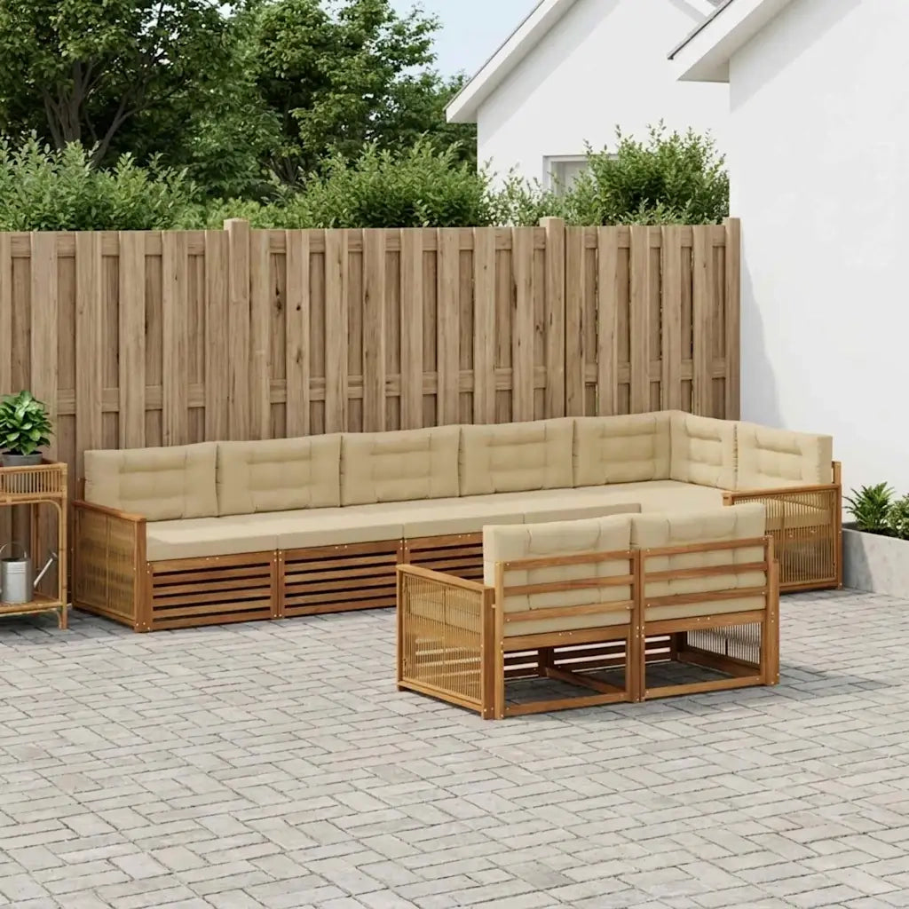 Set di divani da esterno con cuscino 8 pcs Naturale e Beige 3383511