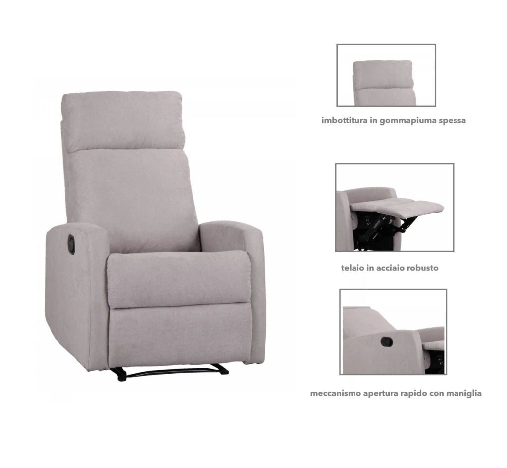 POLTRONA RELAX CON RECLINER MANUALE SAMOA GRIGIO