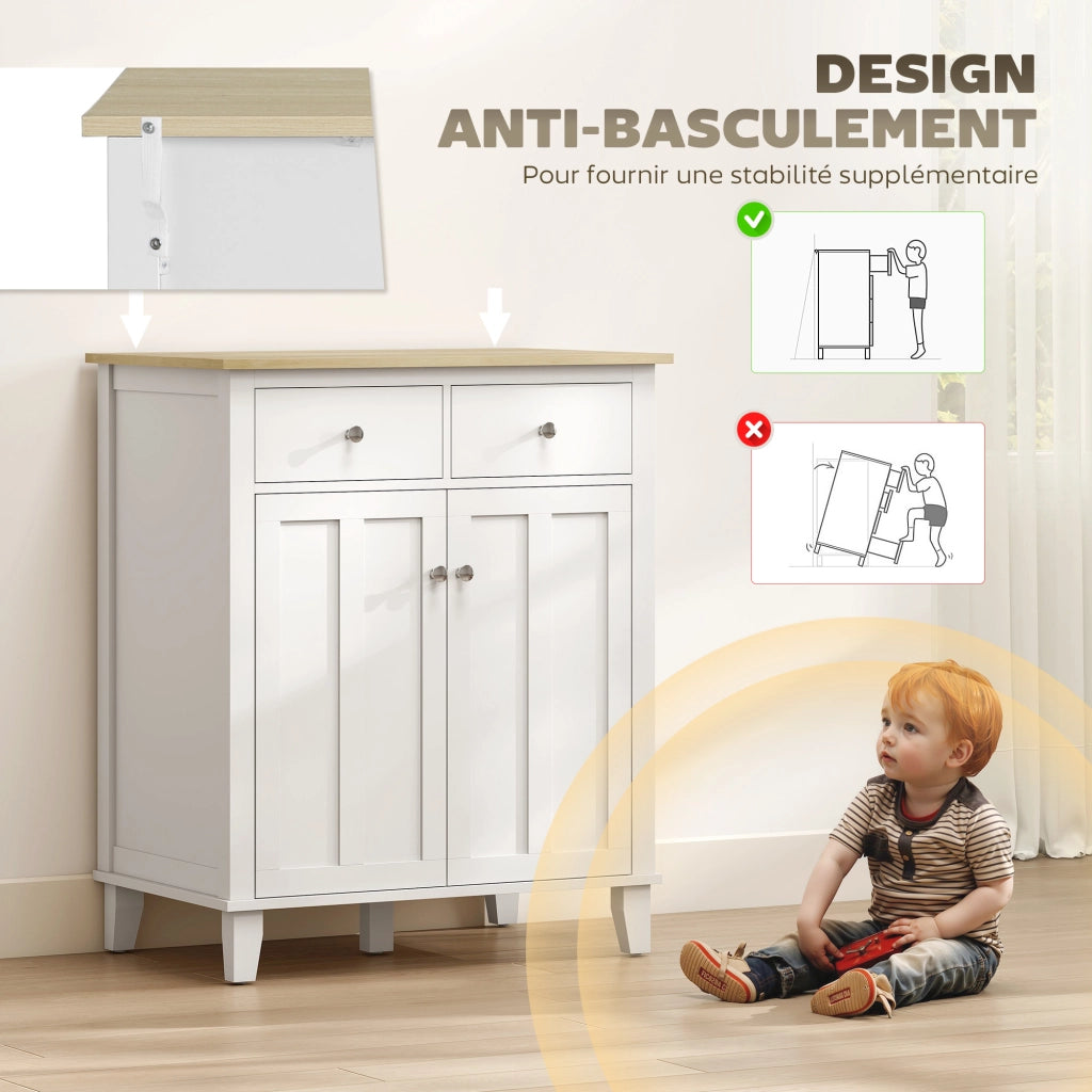 Mobile da cucina con 2 porte e 2 cassetti ¨C Minimal ¨C 76x48x91 cm bianco