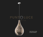 SOSPENSIONE OTTONE SAT. 1 LUCE VETRO GRANDE BRONZO 1193OS-SG-BR