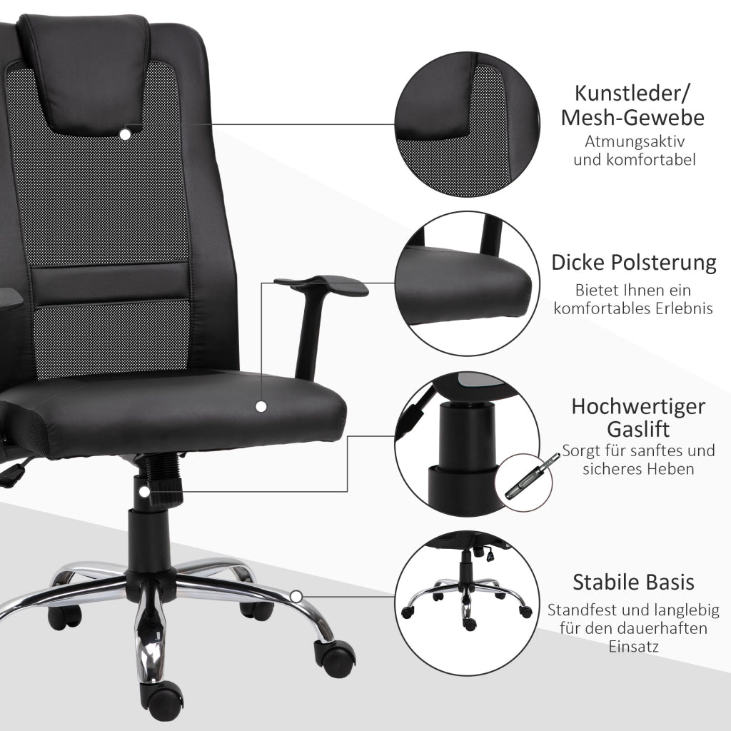 SEDIA DA UFFICIO Ergonomica 66x73x108-118 cm Similpelle Nera