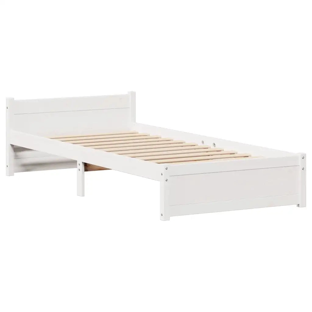 Letto senza Materasso-Struttura Letto Bianco 90x190 cm in Legno Massello Pino 983452